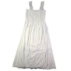 White Birch Dress Womens Small White Smocked Bust Ruffle Straps Lined Tank Long